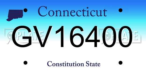 GV16400 Connecticut License Plate