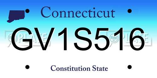 GV1S516 Connecticut License Plate