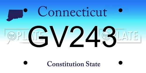 GV243 Connecticut License Plate