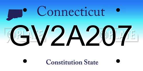 GV2A207 Connecticut License Plate