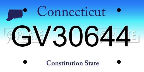 GV30644 Connecticut License Plate