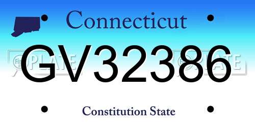 GV32386 Connecticut License Plate