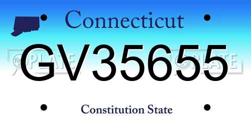 GV35655 Connecticut License Plate