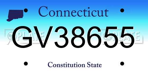 GV38655 Connecticut License Plate