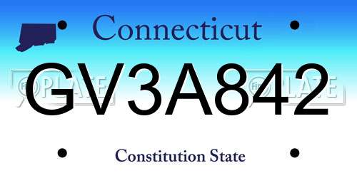 GV3A842 Connecticut License Plate