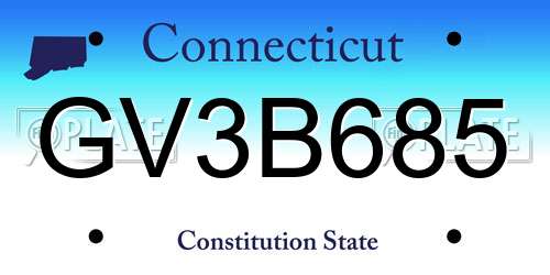 GV3B685 Connecticut License Plate