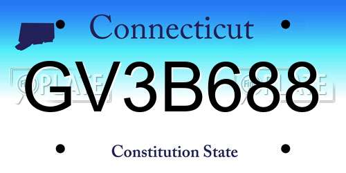 GV3B688 Connecticut License Plate
