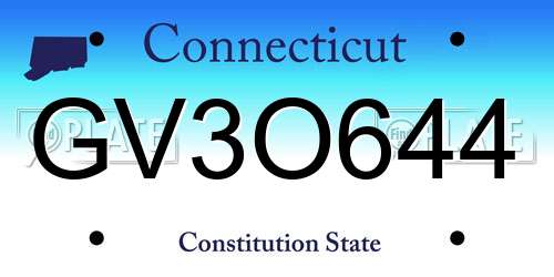 GV3O644 Connecticut License Plate