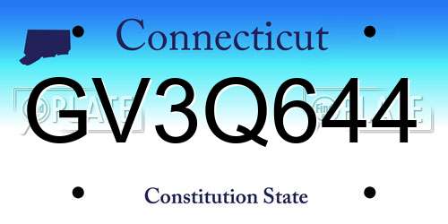GV3Q644 Connecticut License Plate