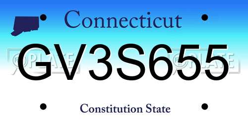 GV3S655 Connecticut License Plate