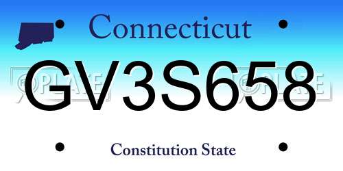 GV3S658 Connecticut License Plate