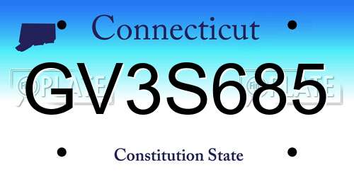 GV3S685 Connecticut License Plate