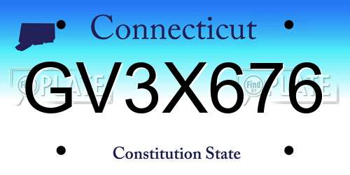 GV3X676 Connecticut License Plate