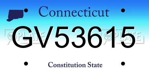 GV53615 Connecticut License Plate