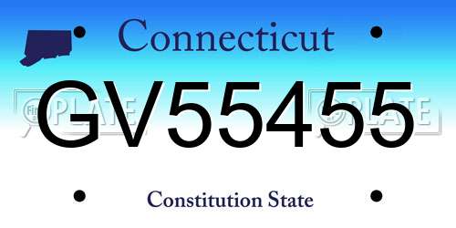 GV55455 Connecticut License Plate