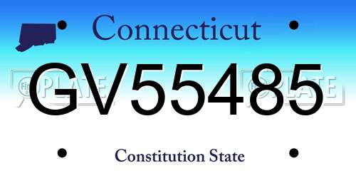 GV55485 Connecticut License Plate