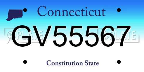 GV55567 Connecticut License Plate