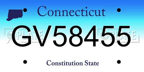 GV58455 Connecticut License Plate
