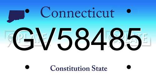 GV58485 Connecticut License Plate