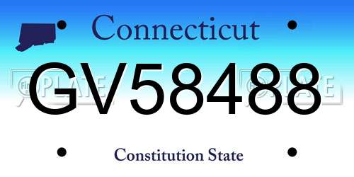 GV58488 Connecticut License Plate