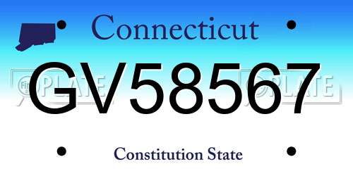 GV58567 Connecticut License Plate