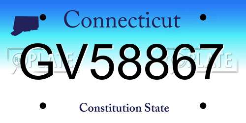 GV58867 Connecticut License Plate
