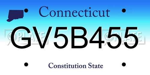 GV5B455 Connecticut License Plate