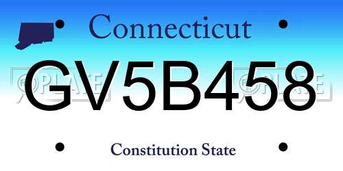 GV5B458 Connecticut License Plate