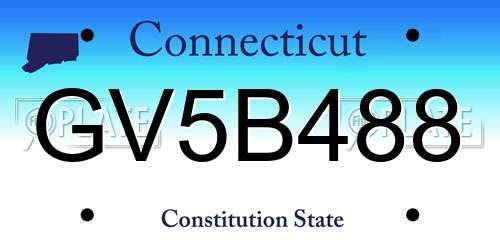 GV5B488 Connecticut License Plate