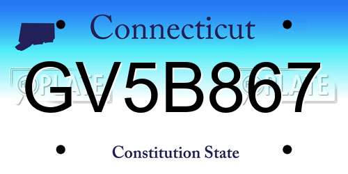 GV5B867 Connecticut License Plate