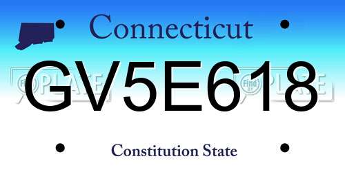 GV5E618 Connecticut License Plate