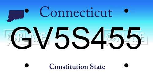 GV5S455 Connecticut License Plate