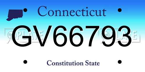 GV66793 Connecticut License Plate