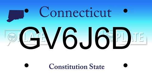 GV6J6D Connecticut License Plate