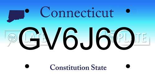 GV6J6O Connecticut License Plate