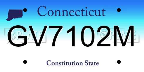 GV7102M Connecticut License Plate