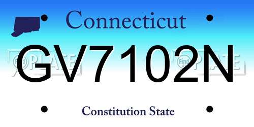 GV7102N Connecticut License Plate