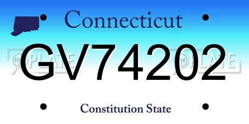GV74202 Connecticut License Plate