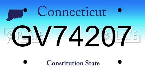 GV74207 Connecticut License Plate