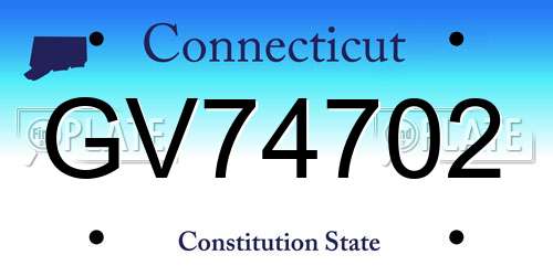 GV74702 Connecticut License Plate
