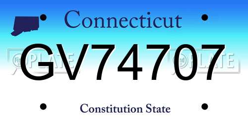 GV74707 Connecticut License Plate