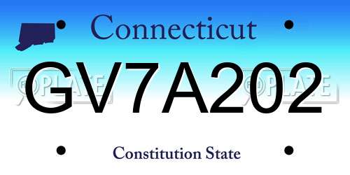 GV7A202 Connecticut License Plate