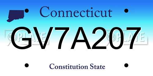 GV7A207 Connecticut License Plate