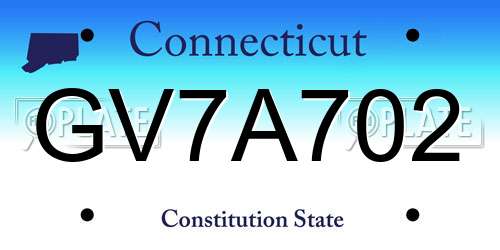 GV7A702 Connecticut License Plate