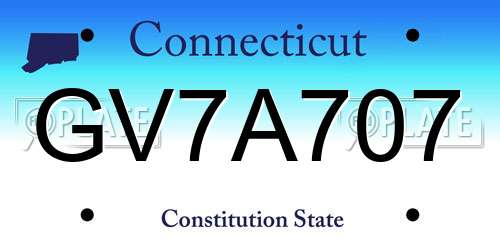 GV7A707 Connecticut License Plate