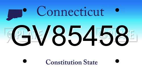 GV85458 Connecticut License Plate