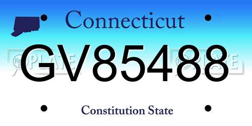 GV85488 Connecticut License Plate