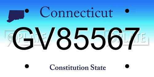 GV85567 Connecticut License Plate