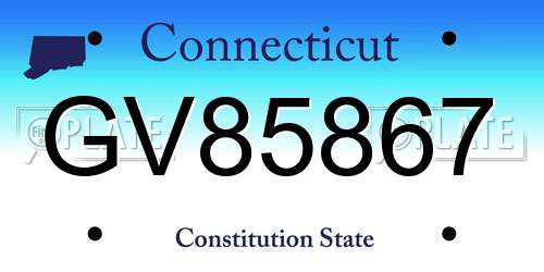 GV85867 Connecticut License Plate