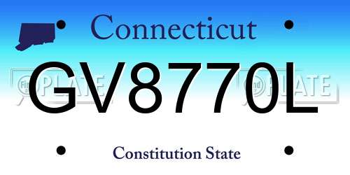 GV8770L Connecticut License Plate